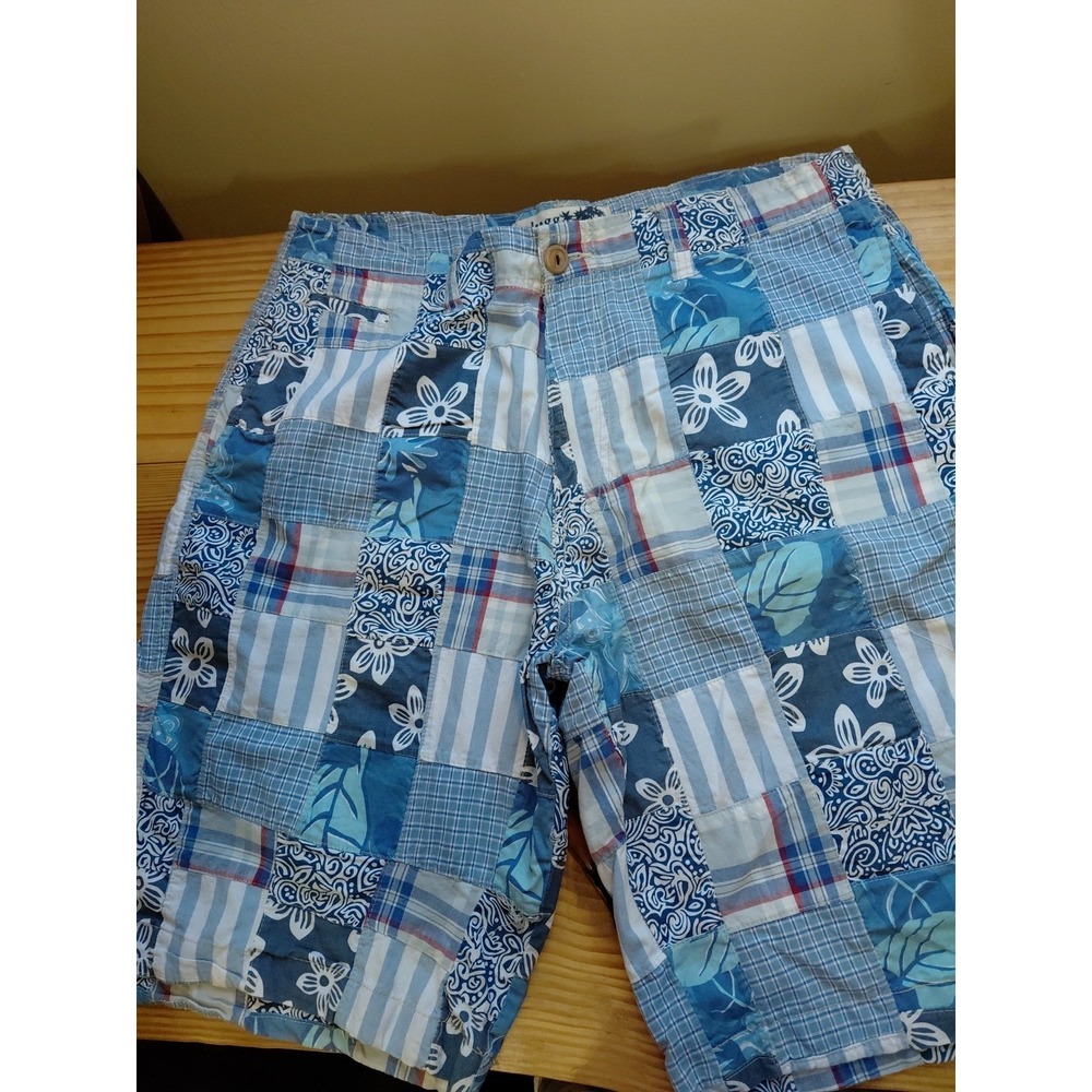 Plugg Men's Madras Patchwork Plaid Chino Shorts Size 36 Preppy Beach Casual